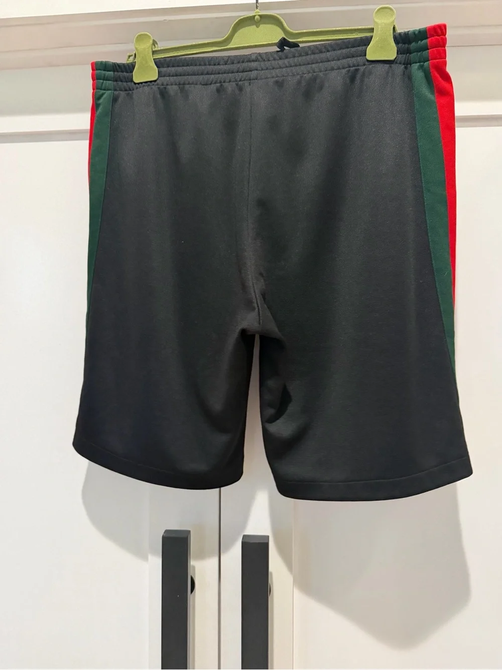 Gucci Black Athletic Shorts with Red and Green Side Stripes
